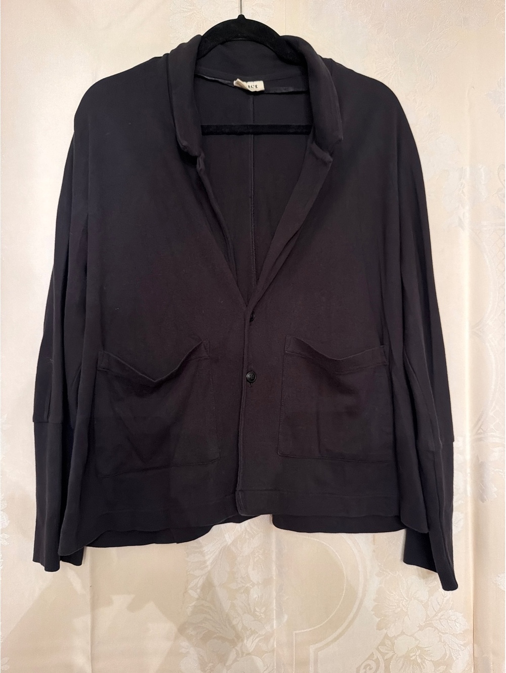 Pact Organic Cotton Relaxed Blazer Cardigan Jacket Black Size M